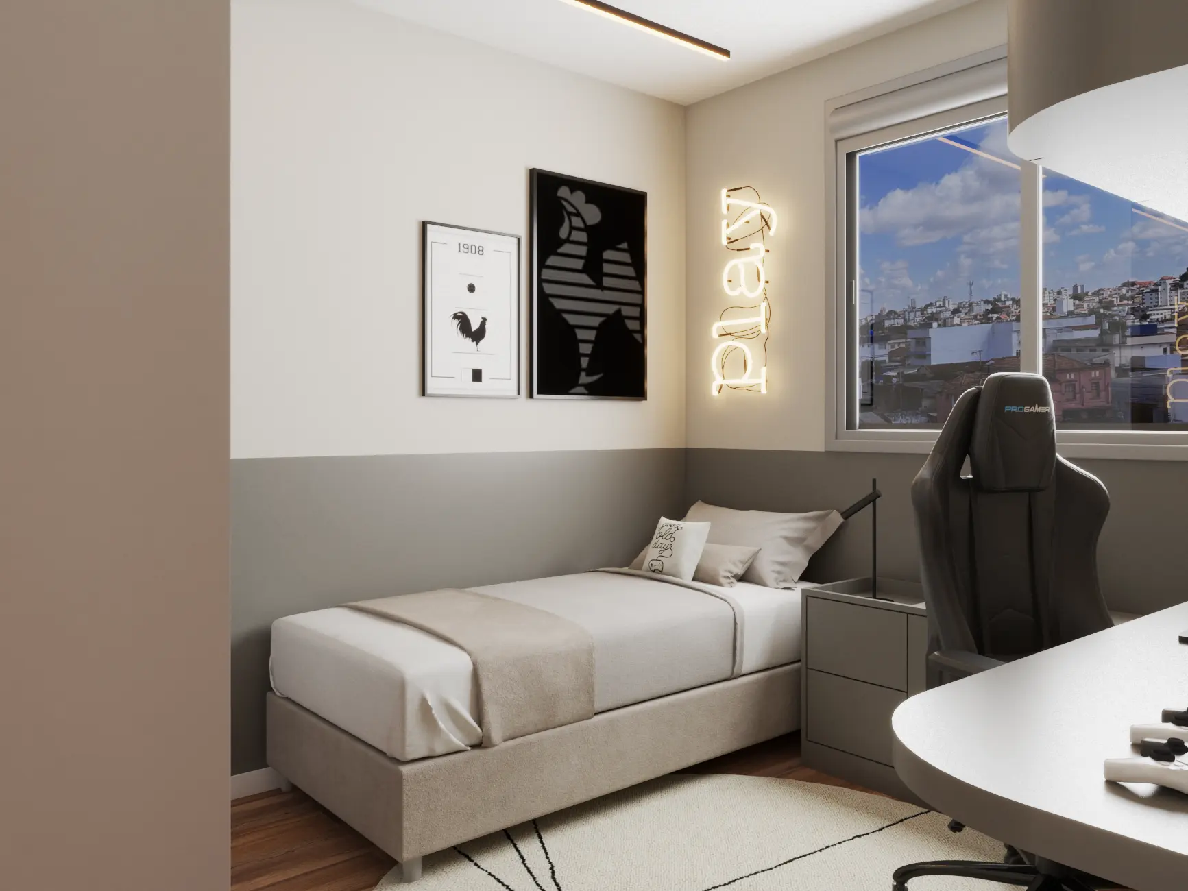 Quarto planejado com marcenaria sob medida e bancada de estudos — foto 2